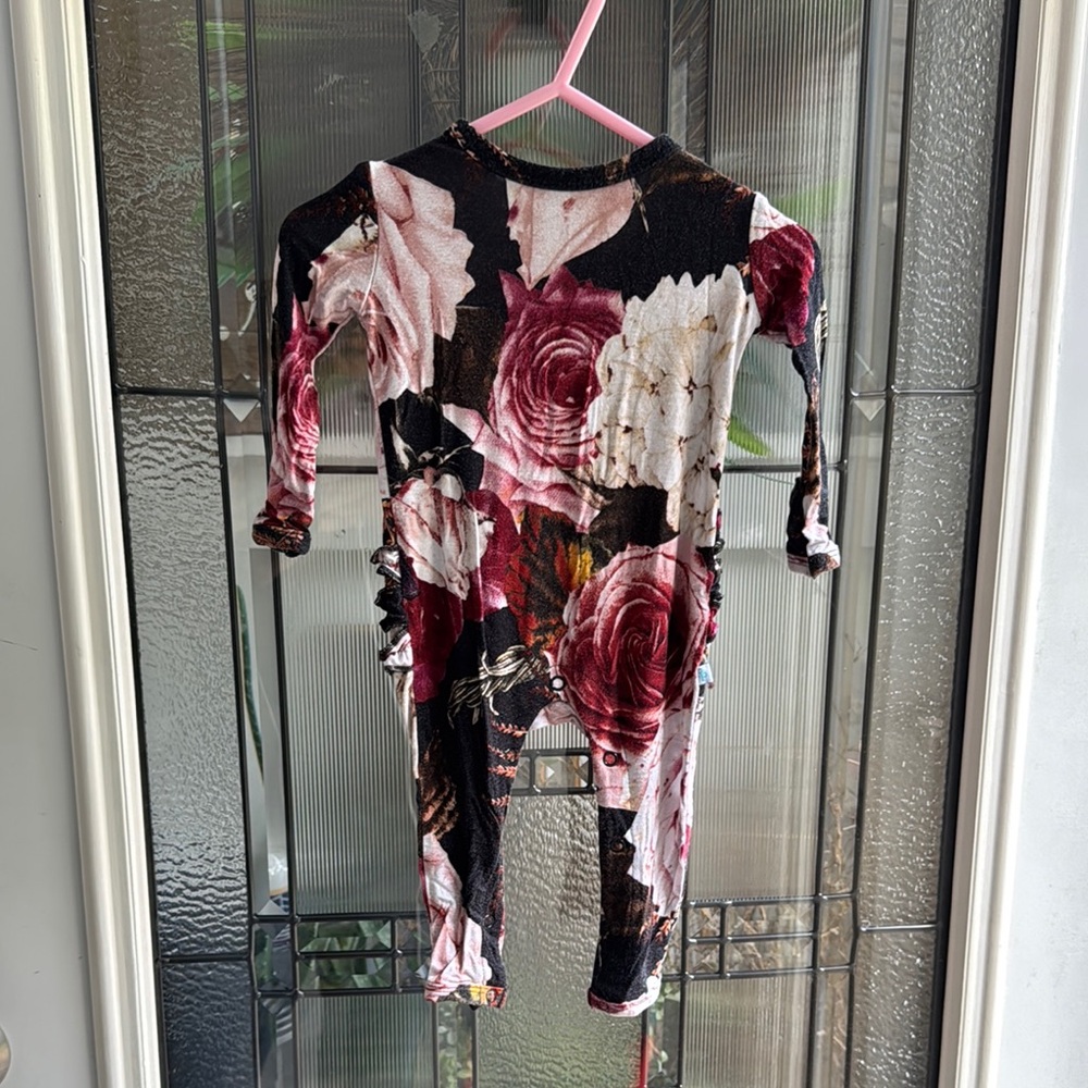 Posh Peanut Floral Romper in Pink and Black